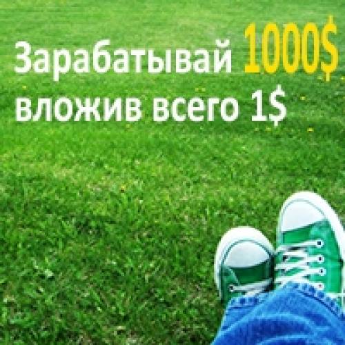 Зарабатывай 1000$ вложив всего 1$