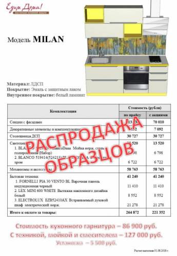 Распродажа кухонных гарнитуров